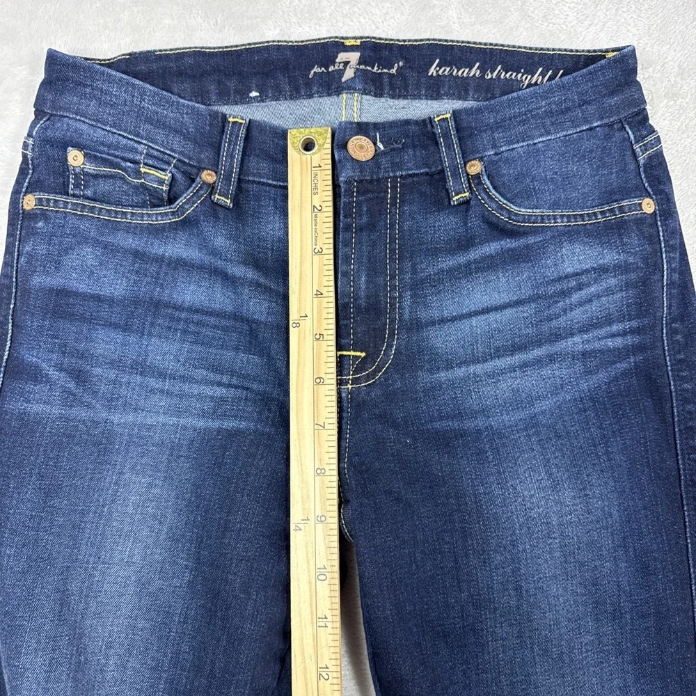 7 For All Mankind Jeans Womens 28X32 Blue Karah Straight Leg Stretch Denim Dark - Picture 7 of 9